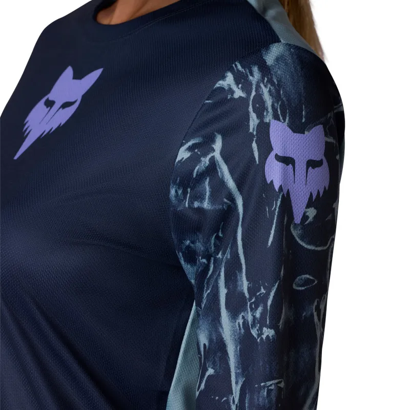 Fox Womens Ranger Long Sleeve Jersey Image Print in Arctic Blue-4
