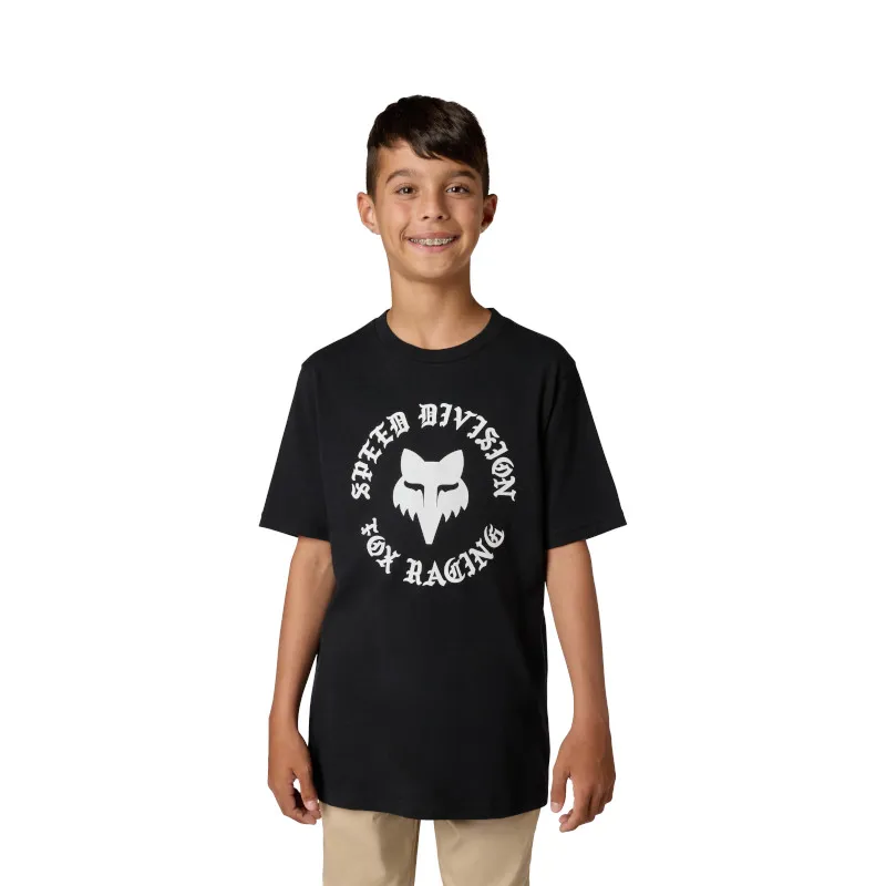 Fox Youth Checker Short Sleeve Tee in Black-2