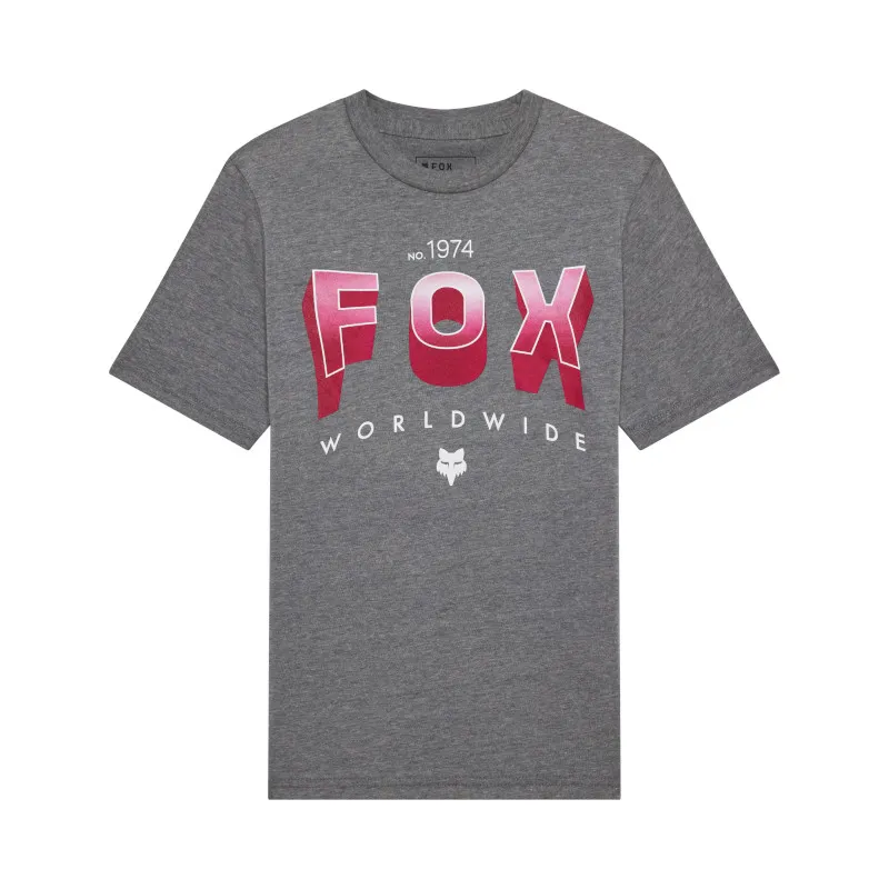 Fox Youth Block Short Sleeve Casual Tee in Heather Dark Grey