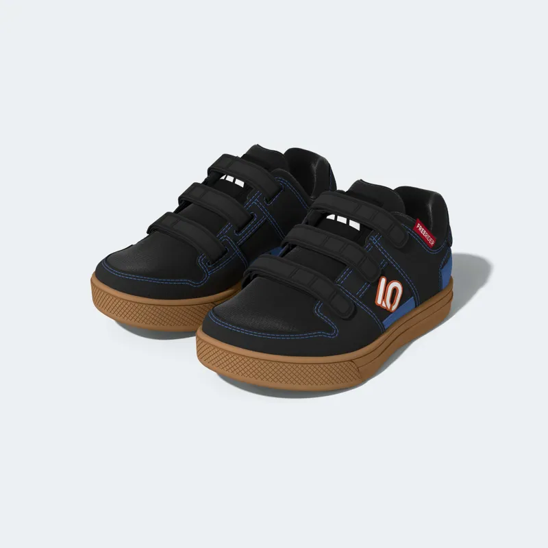 FiveTen Freerider Kids Velcro Flat Mountain Bike Shoe in Black / Blue-10