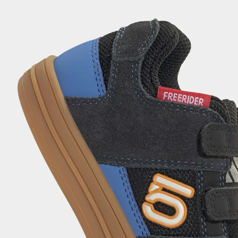 FiveTen Freerider Kids Velcro Flat Mountain Bike Shoe in Black / Blue-7