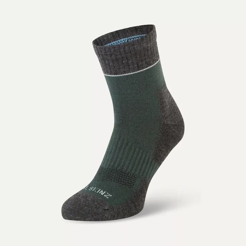 Sealskinz Morston - QuickDry Ankle Sock in Olive / Grey / Cream