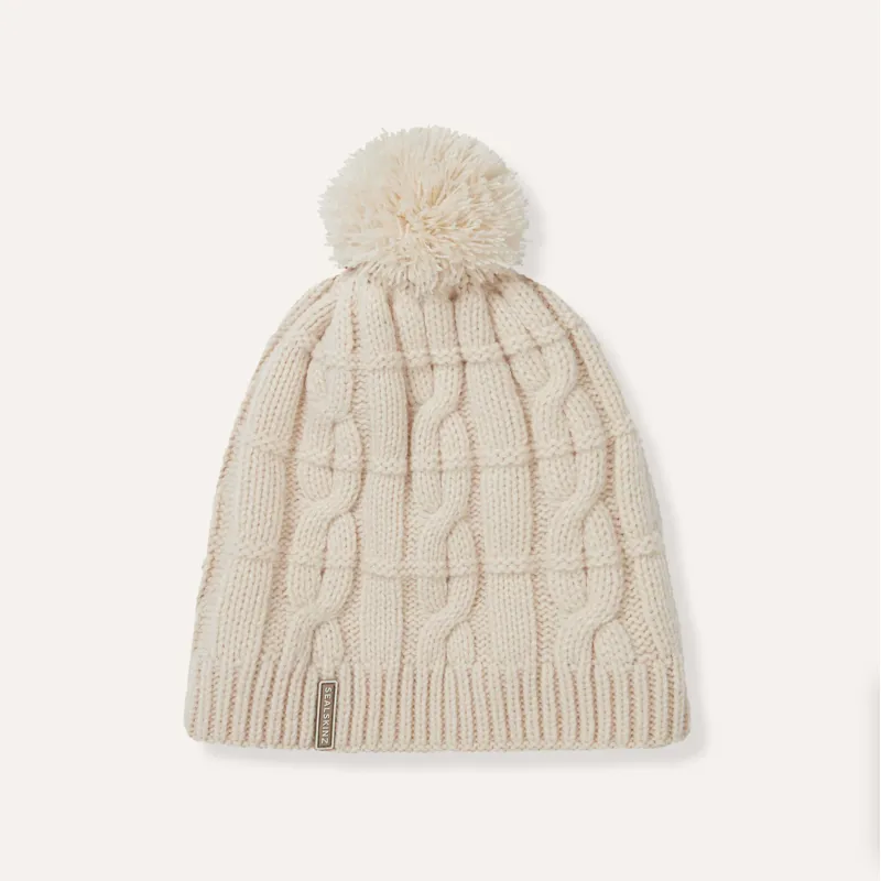 Sealskinz - Hemsby Womens Waterproof Cable Knit Bobble Hat in Cream