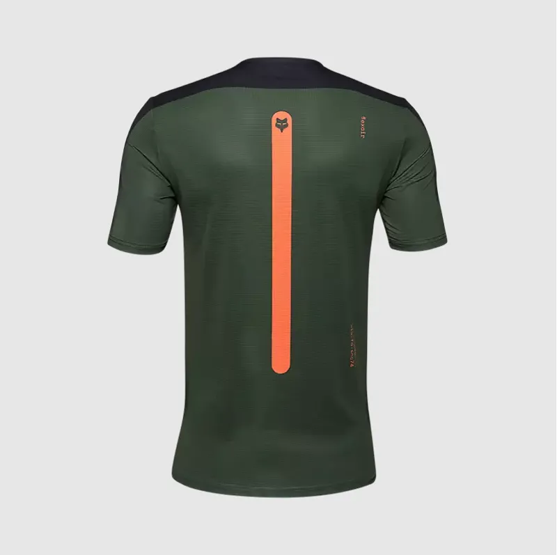 Fox Flexair Aviation Short Sleeve Mountain Bike Jersey in Dark Sage Green-1
