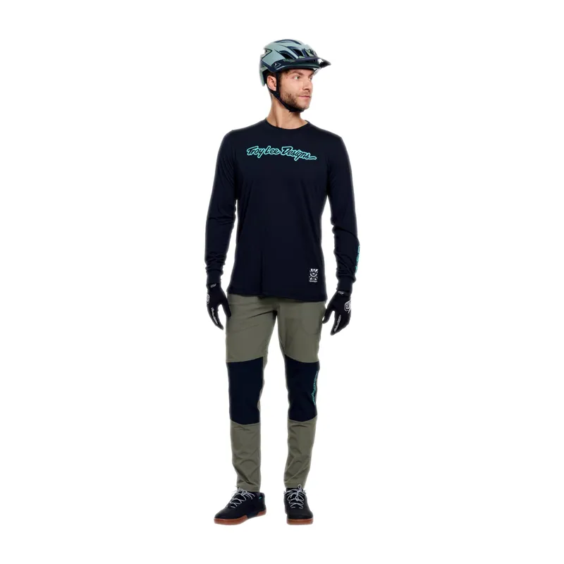 TroyLee Skyline Ride Long Sleeve Mountain Bike Jersey in Black/Teal