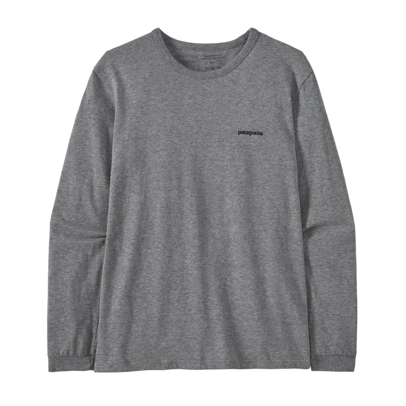 Patagonia Womens LS P-6 Logo Responsibili-Tee in Gravel Heather-3