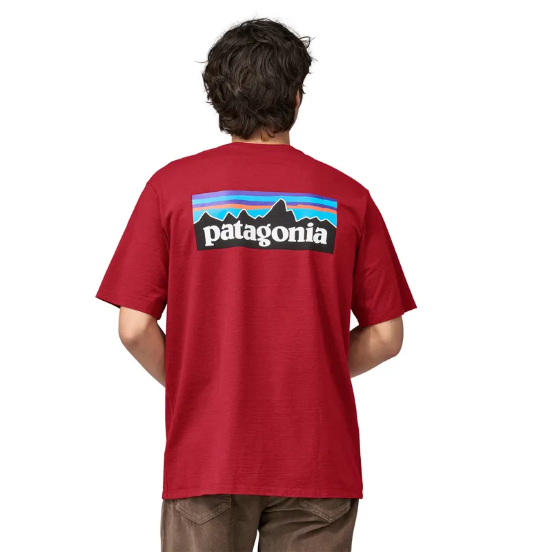 Patagonia P-6 Logo Short Sleeve Responsibili-Tee in Amanita Red-1