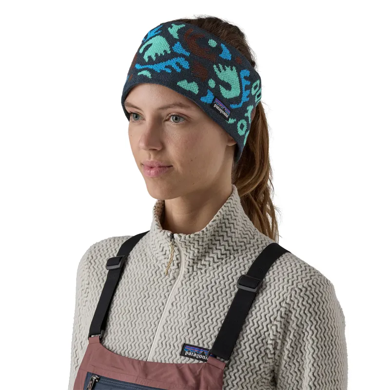 Patagonia Powder Town Headband in Across Oceans and Smolder Blue