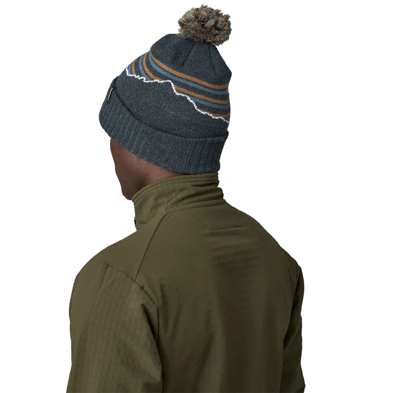 Patagonia Powder Town Beanie in Fitz Roy Stripe/Smolder Blue-2