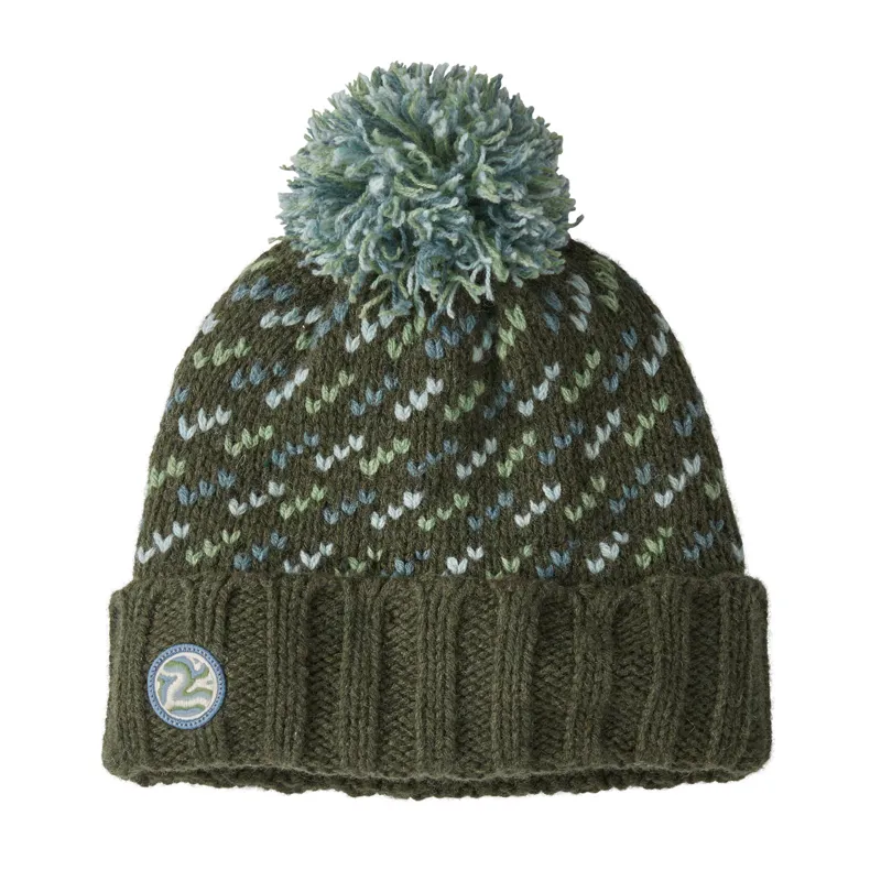 Patagonia Snowbelle Beanie Bobble Hat in Pine Needle Green-2