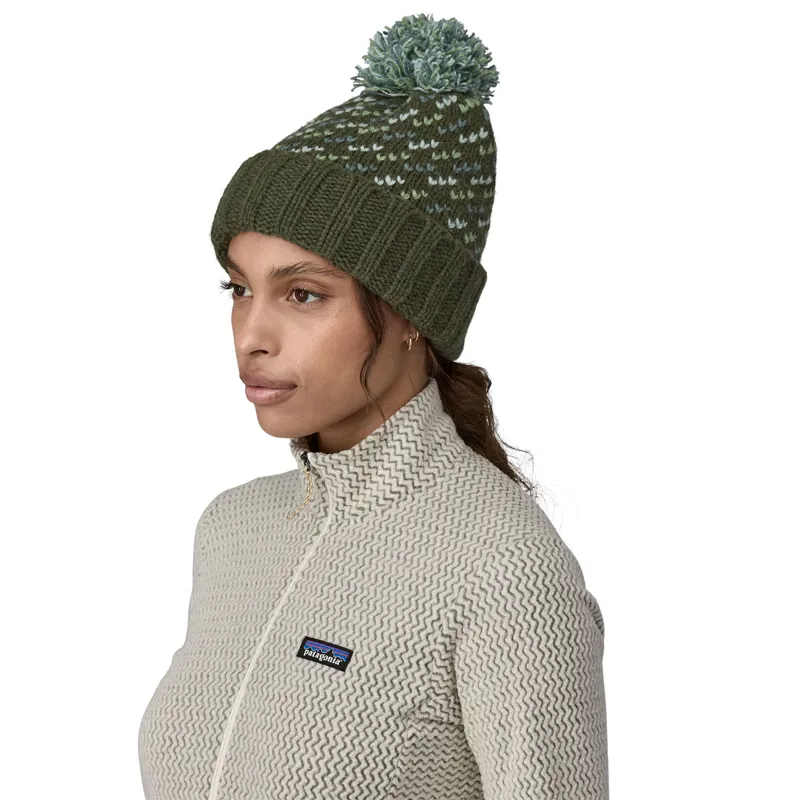 Patagonia Snowbelle Beanie Bobble Hat in Pine Needle Green