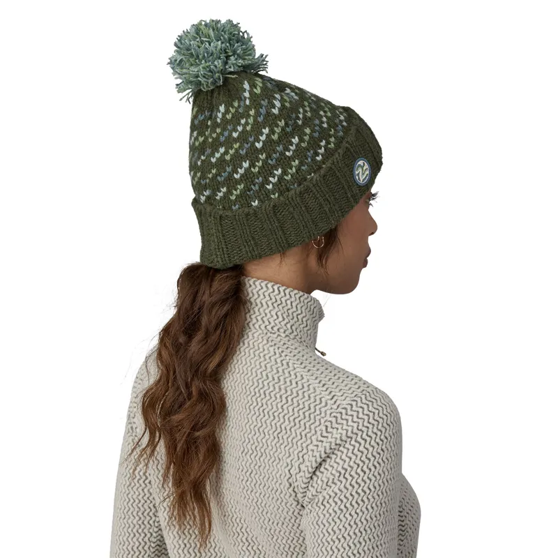 Patagonia Snowbelle Beanie Bobble Hat in Pine Needle Green-1
