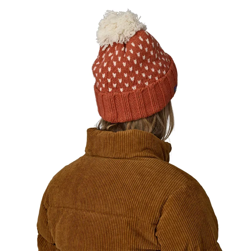 Patagonia Snowbelle Beanie Bobble Hat in Burnished Red-1