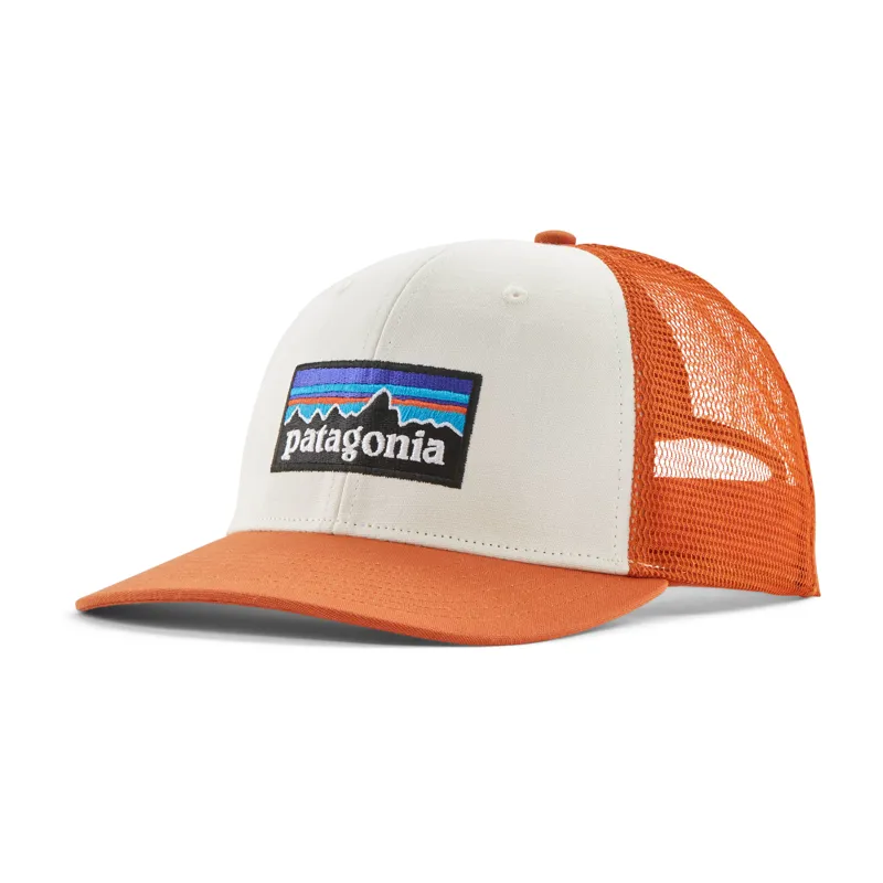 Patagonia P 6 Logo Trucker Hat White w Redtail Rust