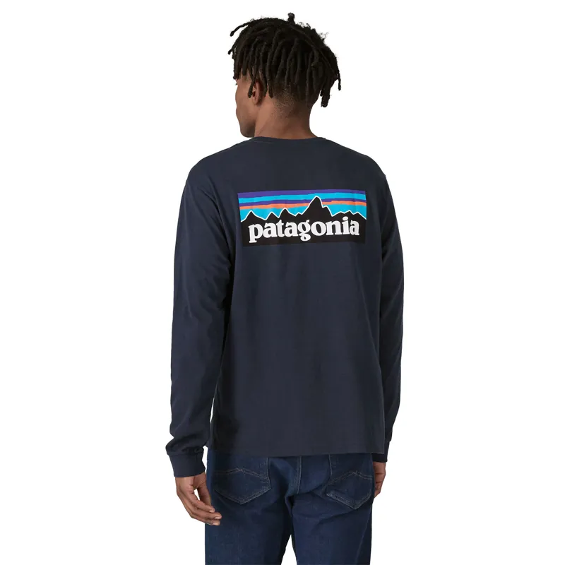 Patagonia Long Sleeve P 6 Logo Responsibili Tee in New Navy