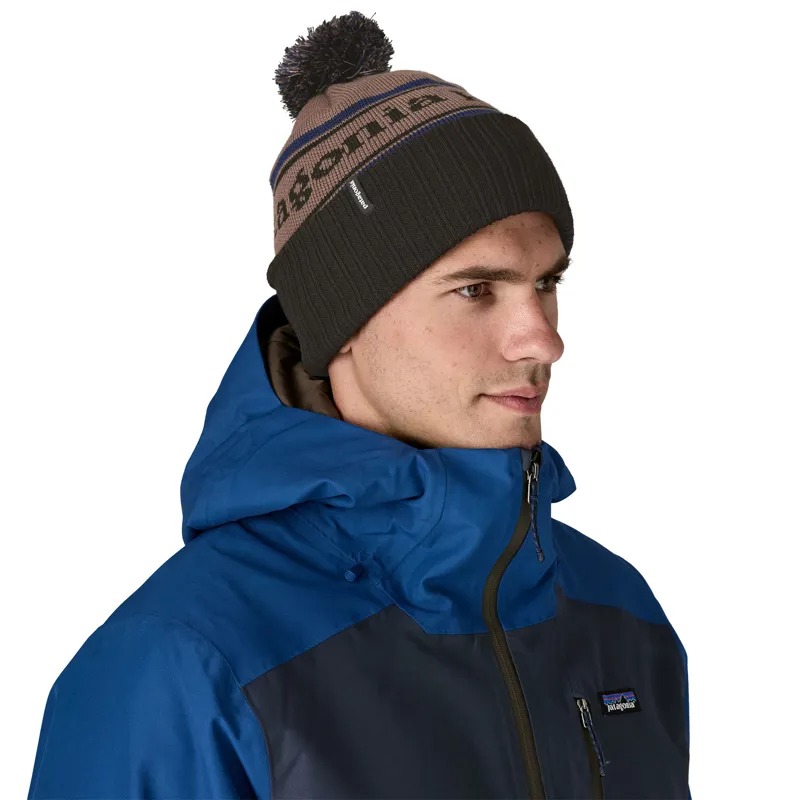 Patagonia Powder Town Beanie in Park Stripe Marlow Brown