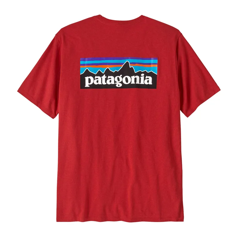Patagonia P-6 Logo Short Sleeve Responsibili-Tee in Amanita Red-3