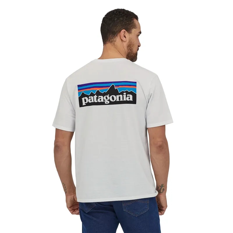 Patagonia Men's P-6 Logo Short Sleeve Responsibili- Tee in White