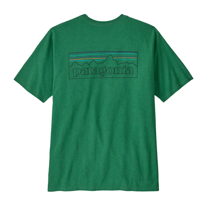 Patagonia Men's P-6 Logo Responsibili-Tee in P-6 Outline Heart Green-4