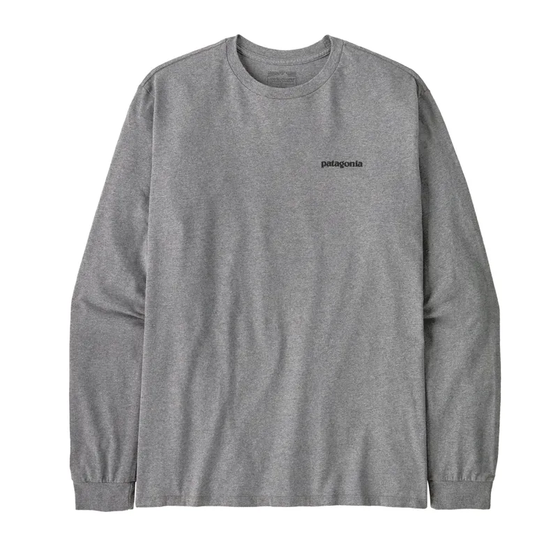 Patagonia Long Sleeve P-6 Logo Responsibili-Tee in Gravel Heather-3