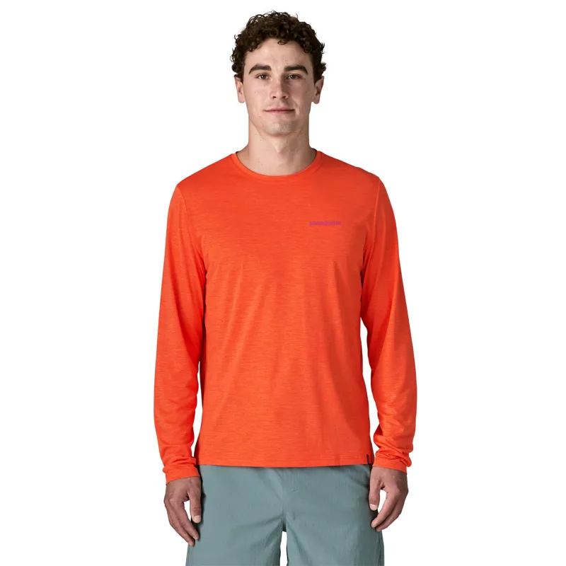 Patagonia LS Cap Cool Daily Shirt Boardshort Logo in Orange Peel X-Dye-3