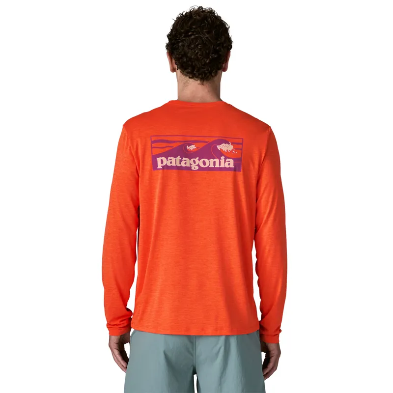 Patagonia LS Cap Cool Daily Shirt Boardshort Logo in Orange Peel X-Dye