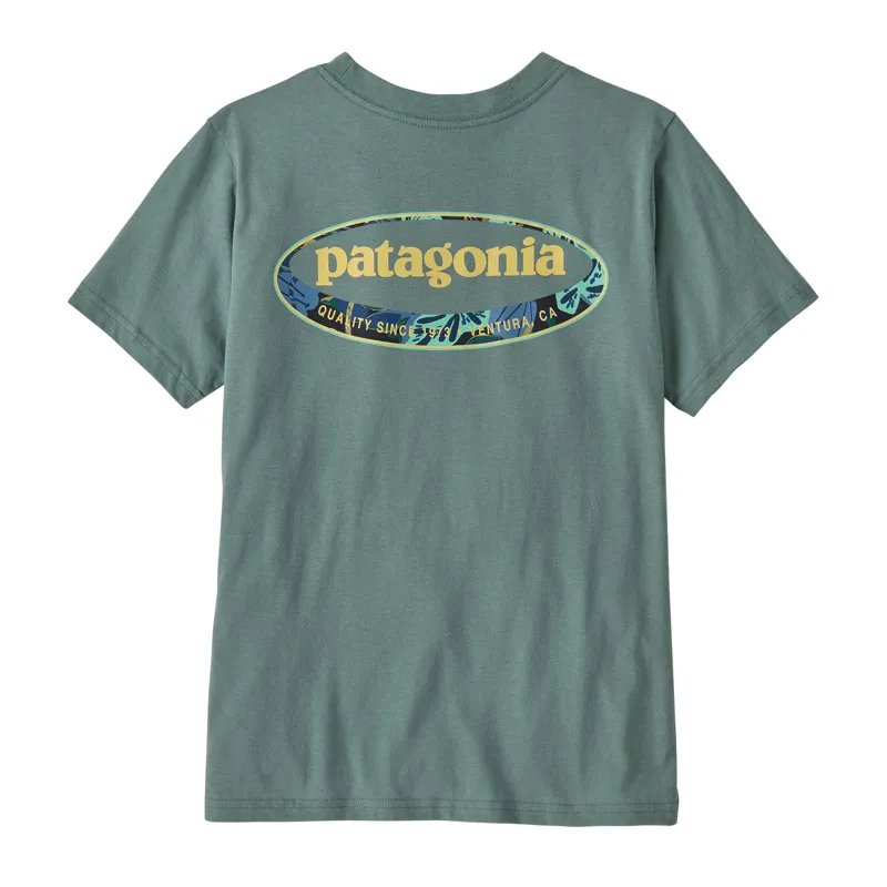 Patagonia Youth Graphic Short Sleeve Cotton T-Shirt in Blue Sage-1