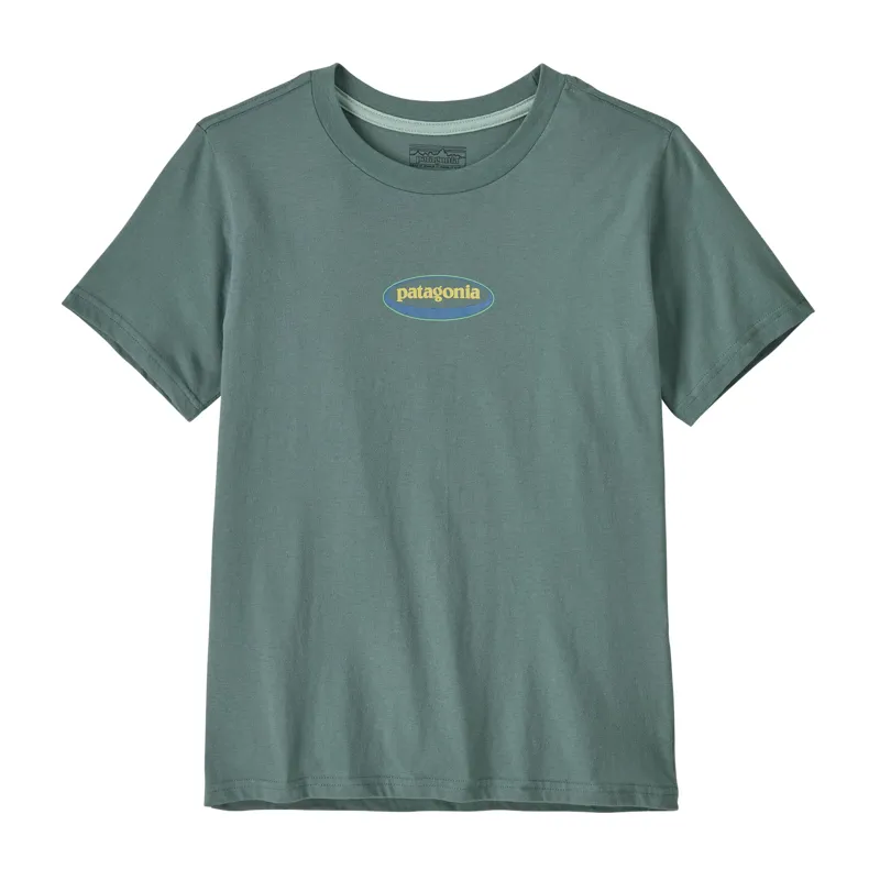 Patagonia Youth Graphic Short Sleeve Cotton T-Shirt in Blue Sage