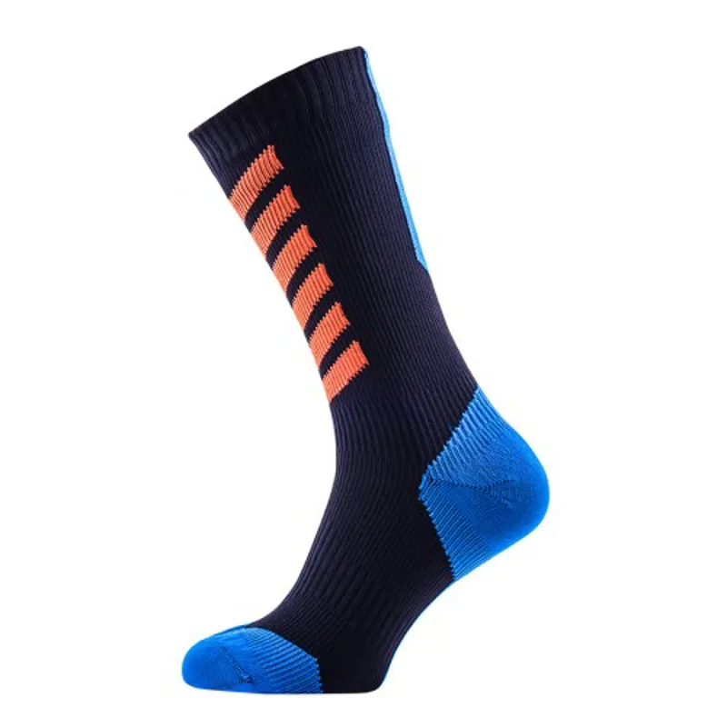 SealSkinz MTB MidMid Sock with Hydrostop - Black / Blue / Orange-1