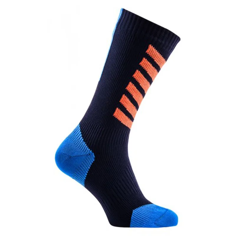SealSkinz MTB MidMid Sock with Hydrostop - Black / Blue / Orange