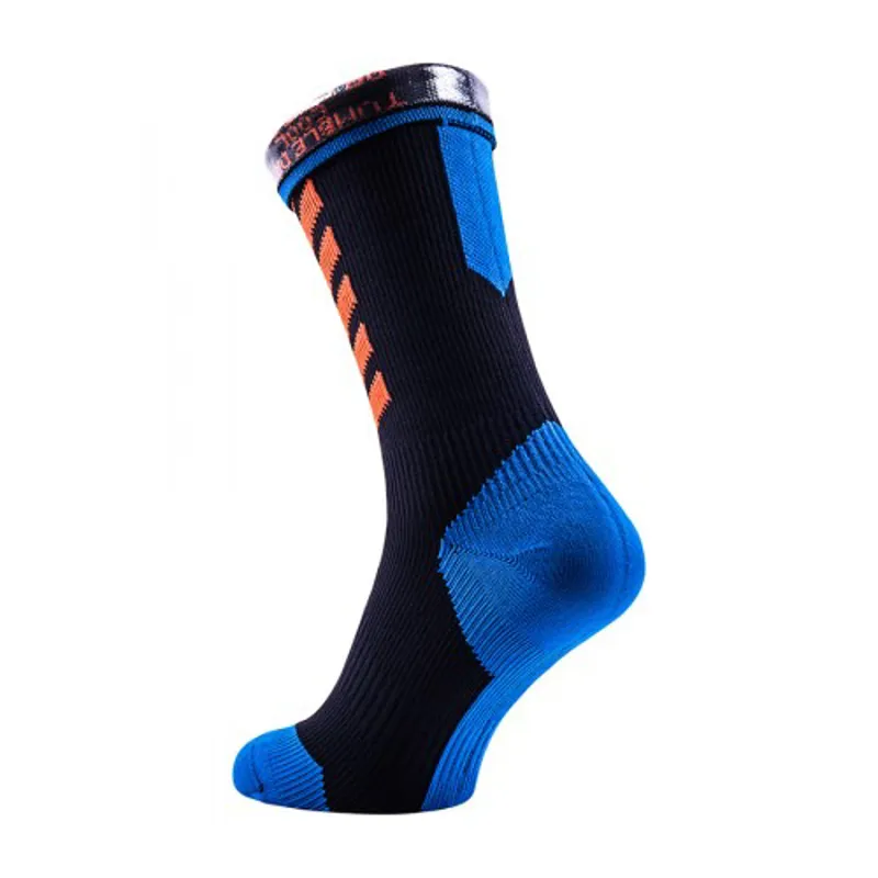 SealSkinz MTB MidMid Sock with Hydrostop - Black / Blue / Orange-3