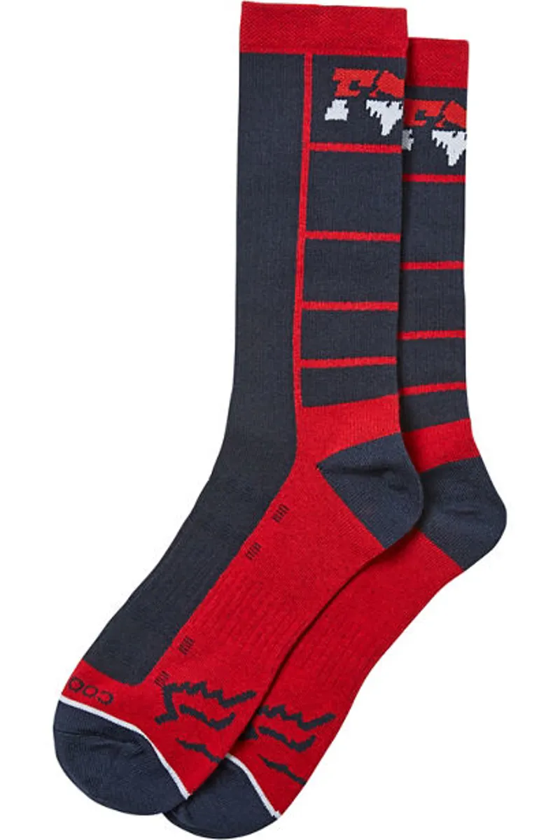 Fox Lane Splitter Crew Sock - Riding or Casual Sock - Navy/Red