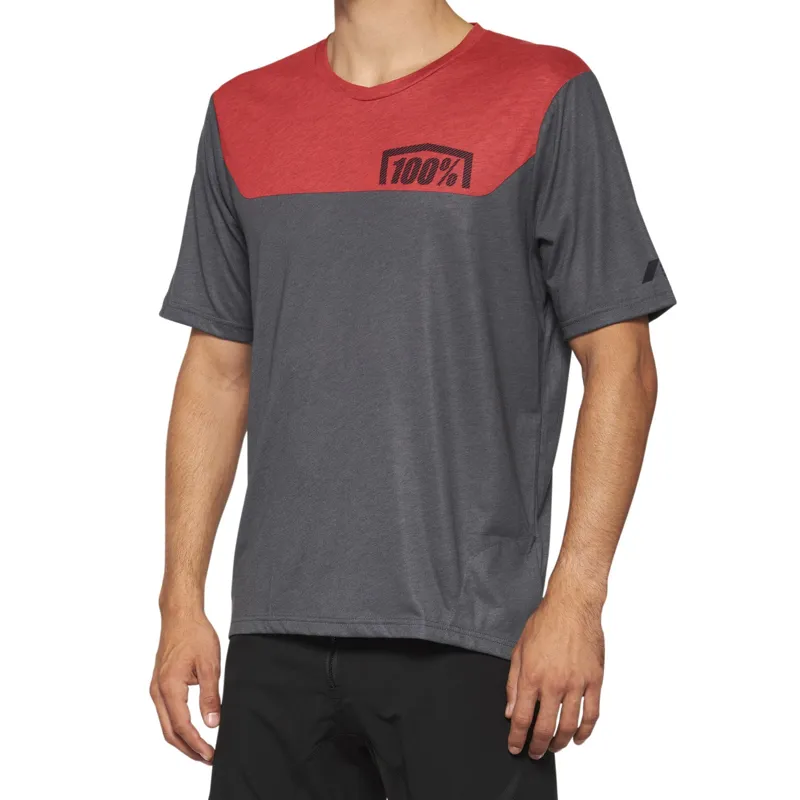 100 Percent Airmatic Short Sleeve Jersey - Charcoal / Race Red