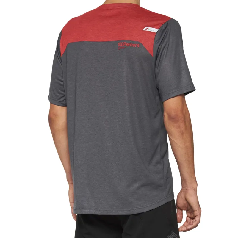 100 Percent Airmatic Short Sleeve Jersey - Charcoal / Race Red-1