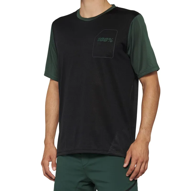 100 Percent Ridecamp Short Sleeve Jersey - Black / Forest Green