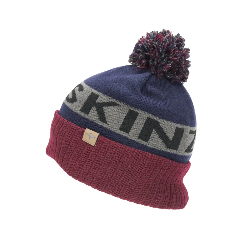 Sealskinz Water Repellent Cold Weather Bobble Hat - Blue/Red/Black