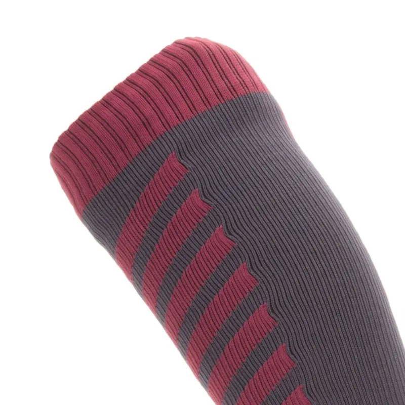 Sealskinz Waterproof Cold Weather Knee Length Sock - Grey / Red / WHT-2