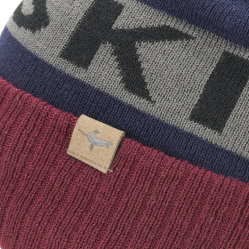 Sealskinz Water Repellent Cold Weather Bobble Hat - Navy Blue/Grey/Red-2