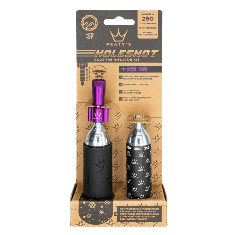 Peatys - Holeshot CO2 Tyre Inflator - MTB 25g - Violet