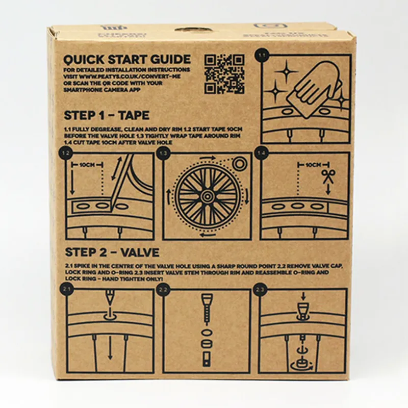 Peatys Tubeless Conversion Kit - 25mm Tape - 42mm Valves - Sealant Po-4