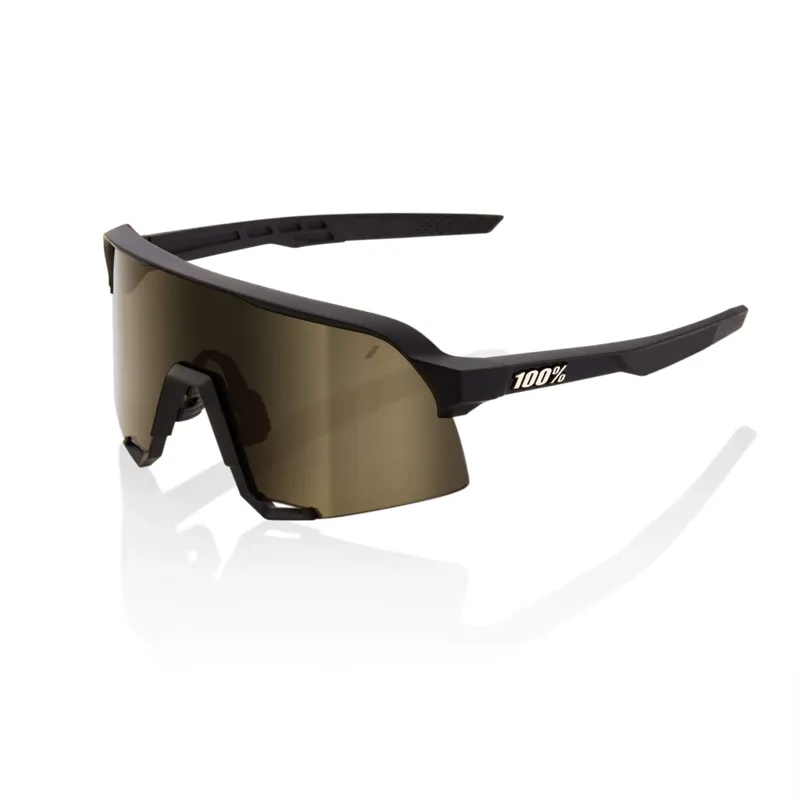 100 Percent S3 Riding Glasses - Soft Tact Black - Soft Gold Mirror Lens